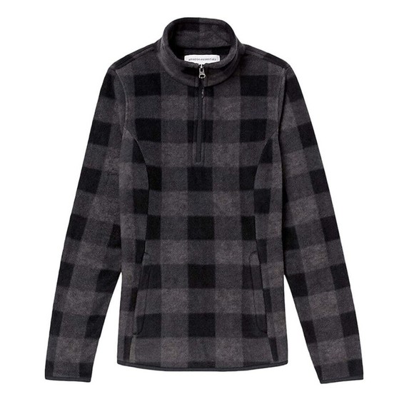New Womens Plaid Pullover Sweater Size XL Classic Fit Quarter Zip Polar Fleece - Picture 1 of 8